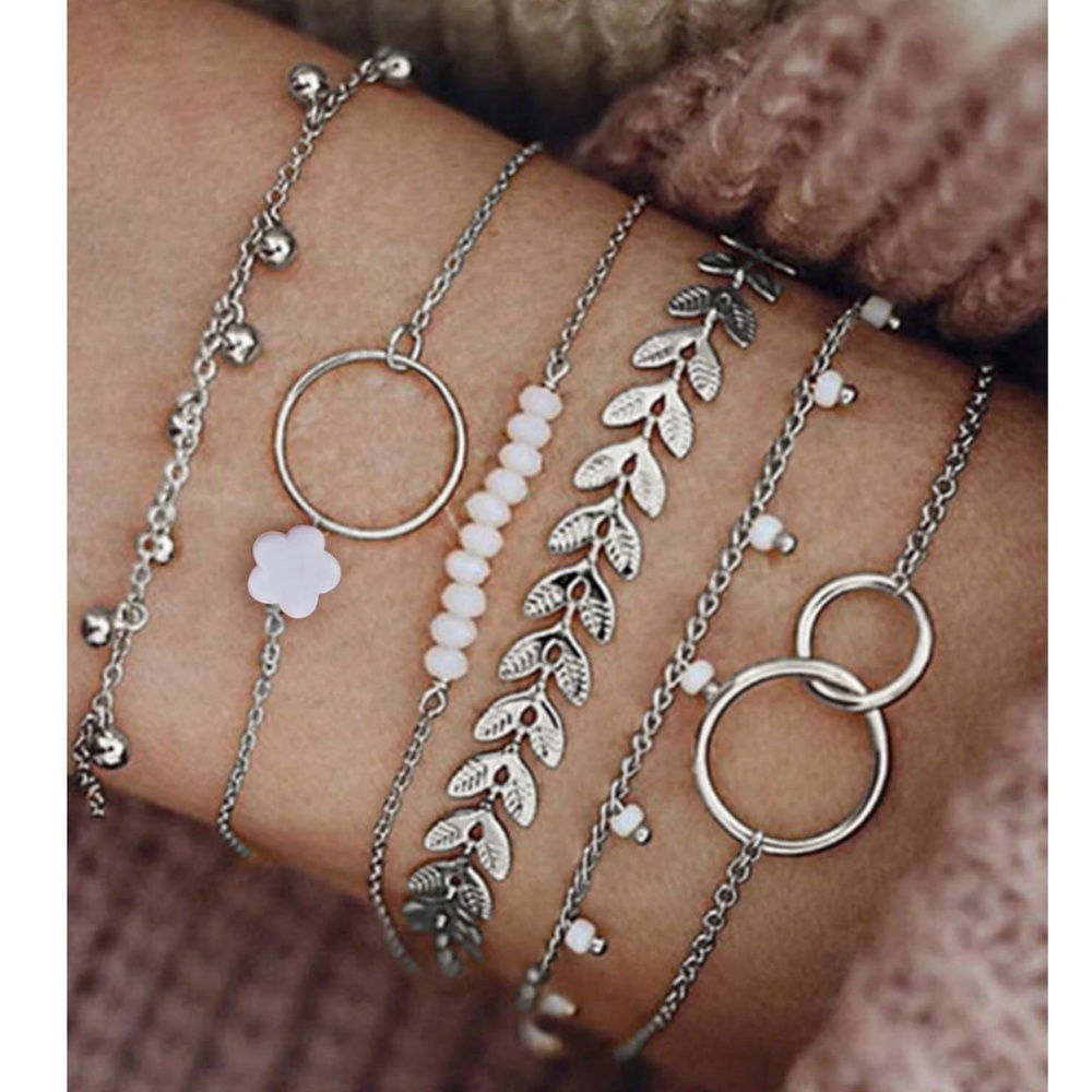 Boho Circle Flower Bead Bracelet Set
